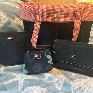Tommy Hilfiger Red and Blue Tote Set